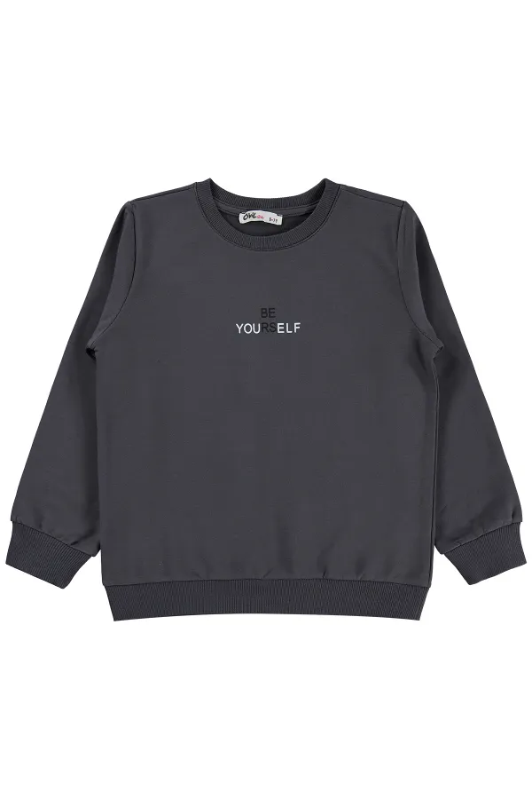 Sweat-shirt pour fille, 6-9 ans, anthracite - Emballage