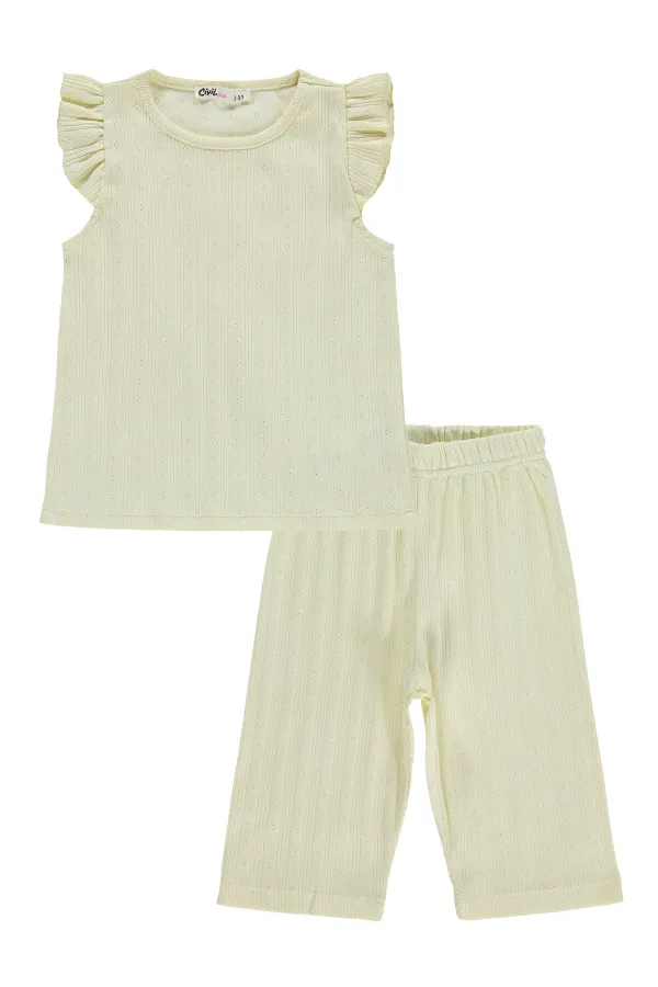 Kız Çocuk Pijama Takımı 2-5 Yaş Sarı - Paket