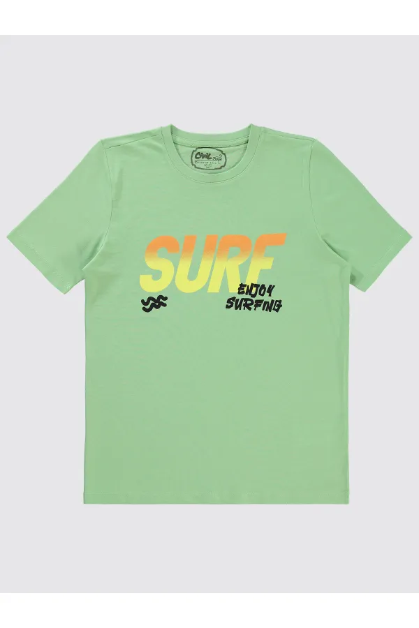 Erkek Çocuk Tişört 10-13 Yaş Açık Yeşil - Paket