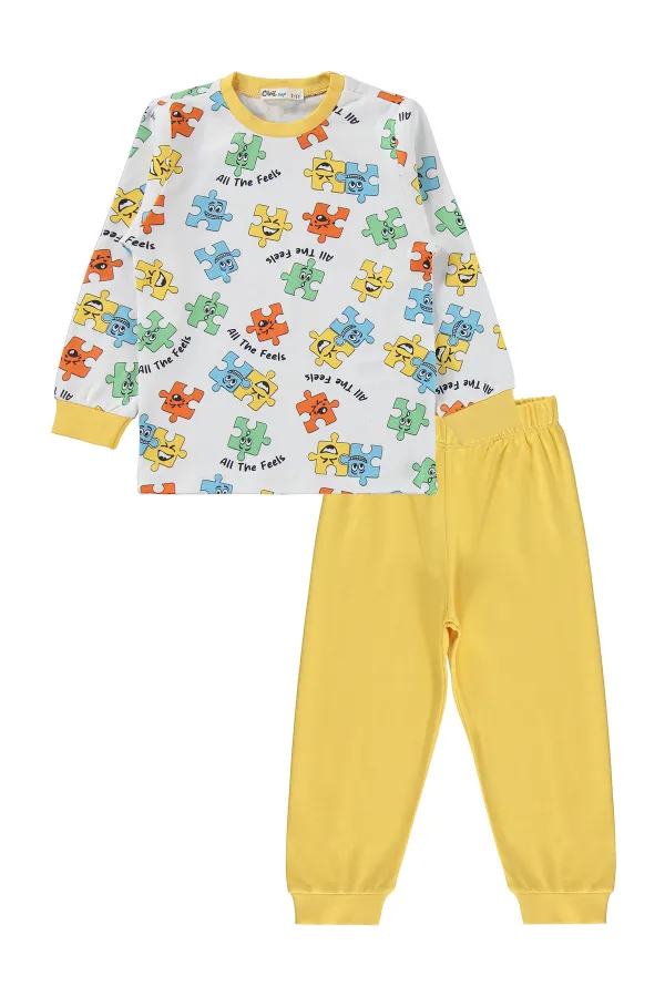 Erkek Çocuk Pijama Takımı 2-5 Yaş Sarı - Paket