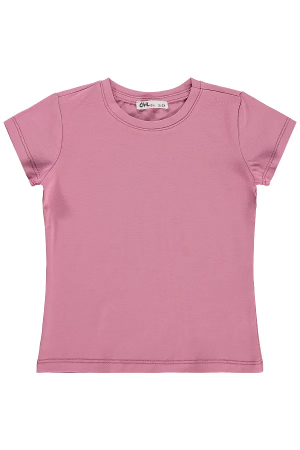 Kız Çocuk Tişört Km 2-5 Yaş Gül Kurusu - Paket