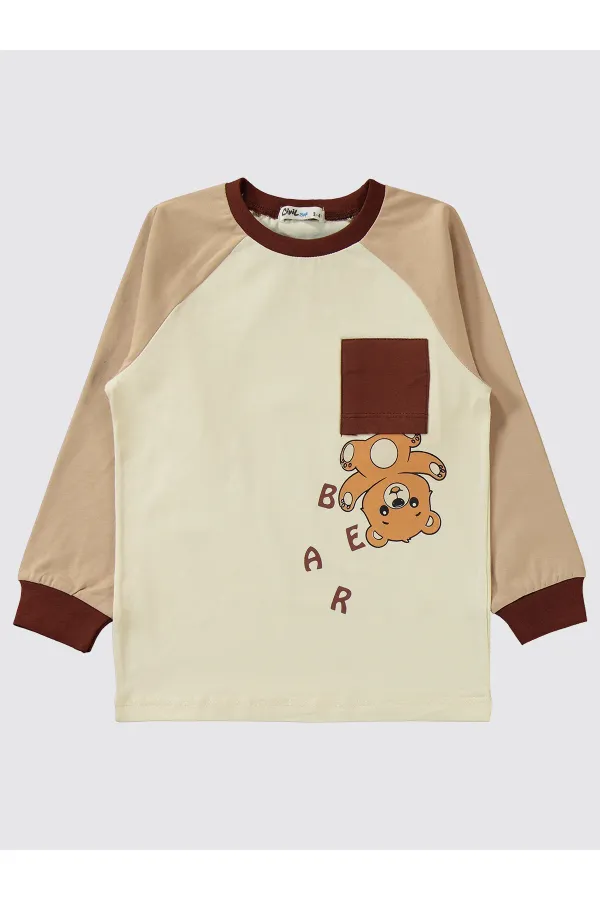 Erkek Çocuk Pijama Takımı 2-5 Yaş Kahve - Paket