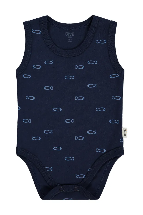 Bebek Çıtçıtlı Badi 0-24 Ay Lacivert - Paket