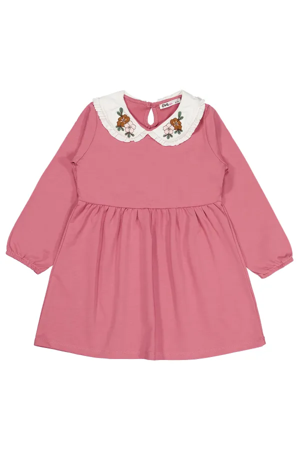 Kız Çocuk Jile ve Elbise 6-9 Yaş Gül Kurusu - Paket