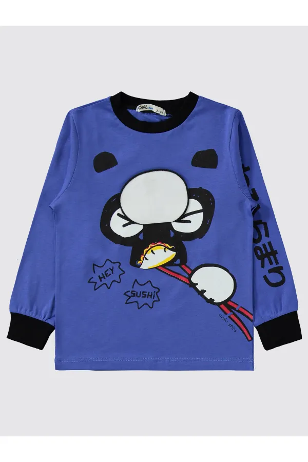 Erkek Çocuk Pijama Takımı 2-5 Yaş Saks - Paket