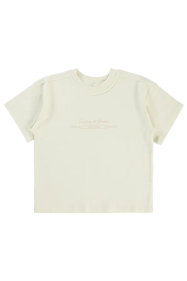 Lot de T-shirts pour garçons de 6 à 9 ans, couleur ivoire