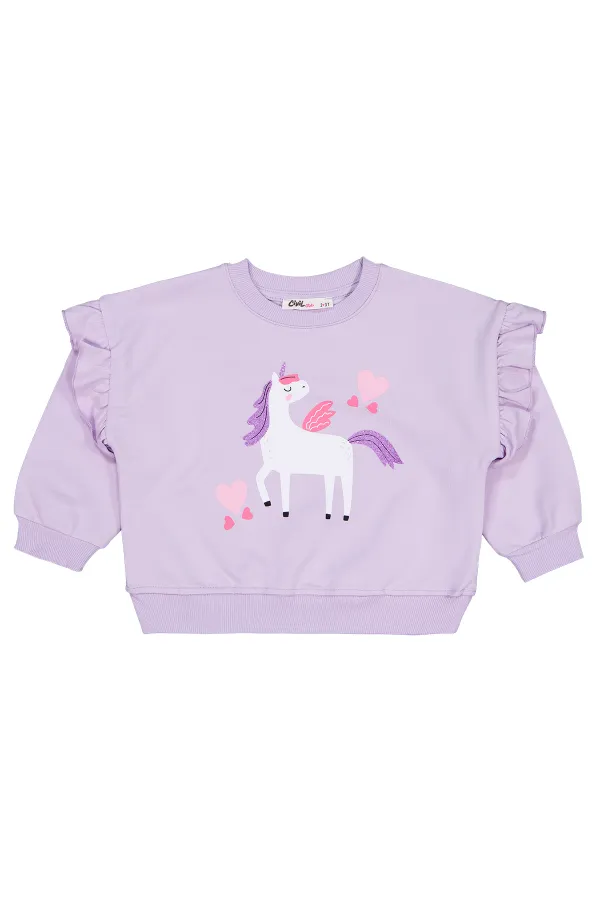 Kız Çocuk Sweatshirt 2-5 Yaş Lila - Paket