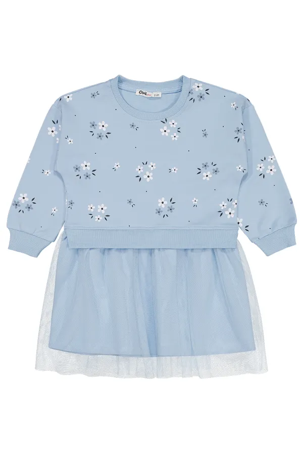 Kız Çocuk Jile ve Elbise 2-5 Yaş Mavi - Paket