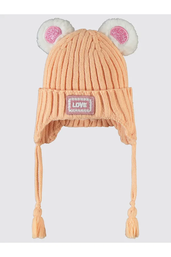 Kız Çocuk Atkı Bere Eldiven Setleri 2-5 Yaş Şeftali - Paket