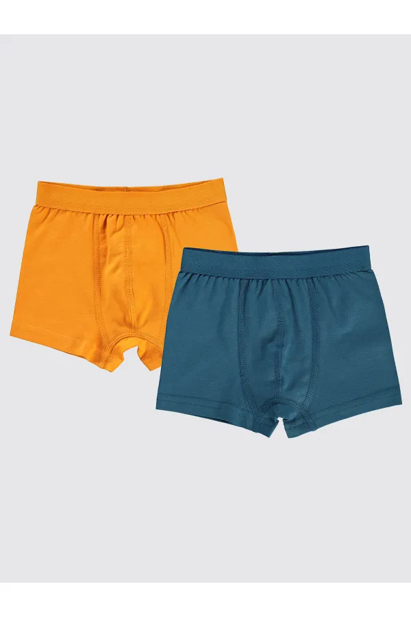 Erkek Çocuk Boxer 2-9 Yaş Turuncu-Lacivert - Paket