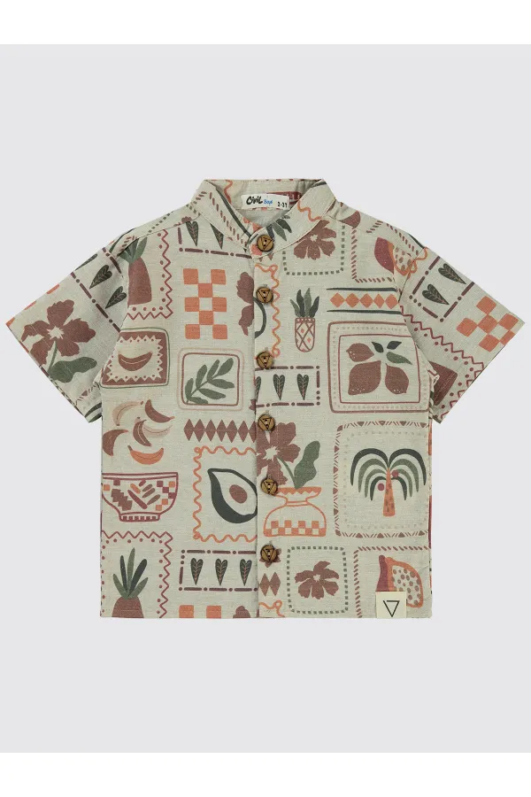 Erkek Çocuk Gömlek 2-5 Yaş Taş Rengi - Paket