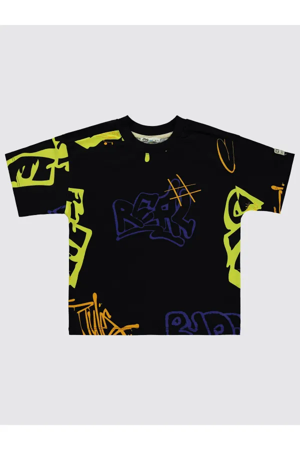 Erkek Çocuk Tişört 6-9 Yaş Siyah - Paket