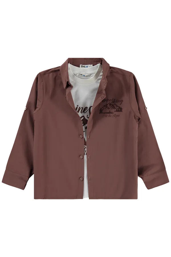 Boys' Shirt Set 6-9 Years Light Brown - Package