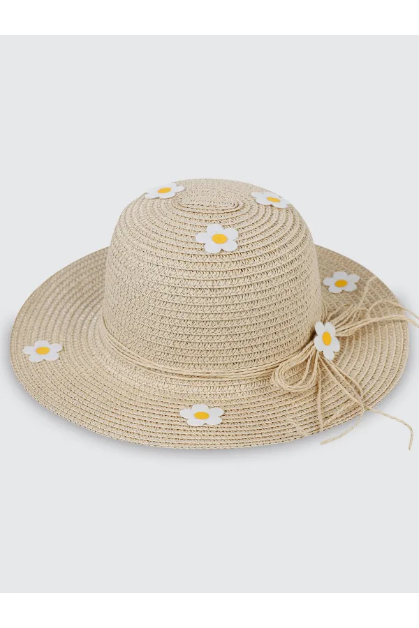 Kız Çocuk Şapka Bere 6-9 Yaş Ekru - Paket