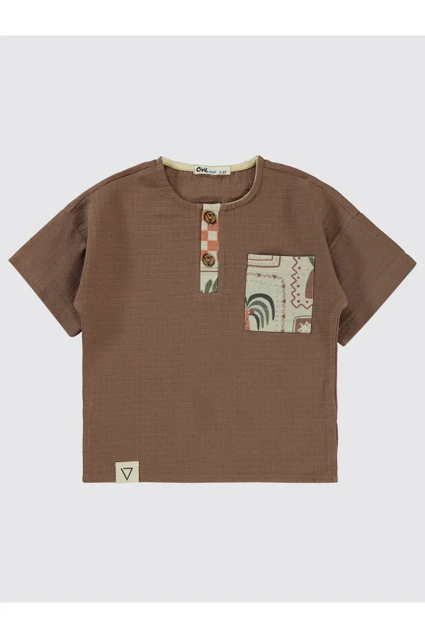 T-shirt garçon marron 2-5 ans - Emballage