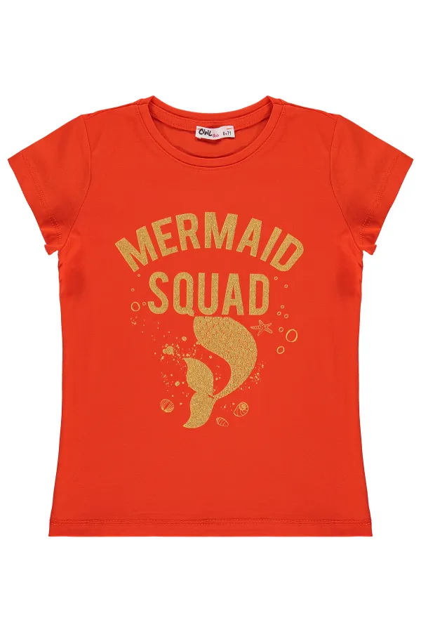 Girls' T-Shirt, Ages 6-9, Dark Orange - Pack