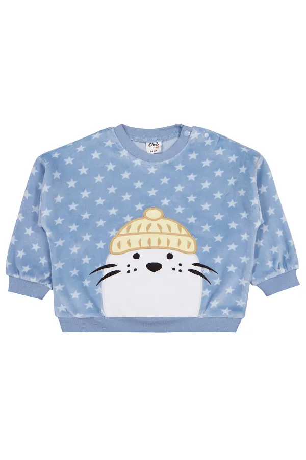 Sweat-shirt bébé 0-24 mois bleu glacier - Lot