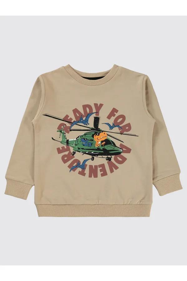 Erkek Çocuk Sweatshirt 2-5 Yaş Taş Rengi - Paket