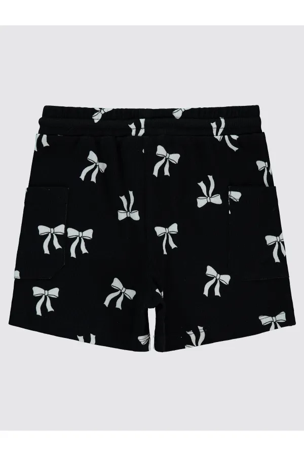 Kız Çocuk Şort 6-9 Yaş Siyah - Paket