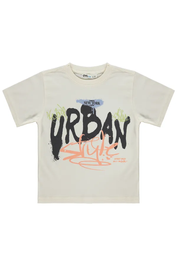 Erkek Çocuk Tişört Km 2-5 Yaş Ekru - Paket