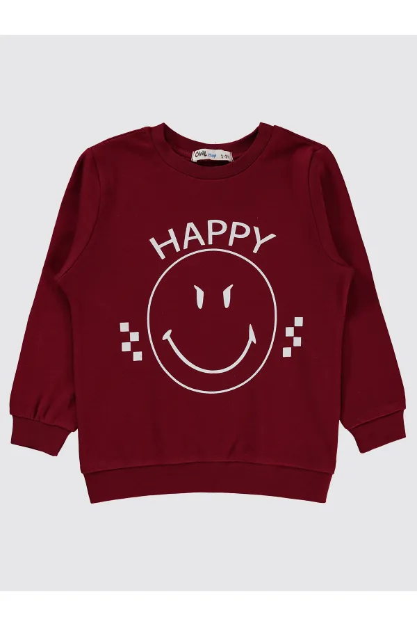 Erkek Çocuk Sweatshirt 2-5 Yaş Bordo - Paket