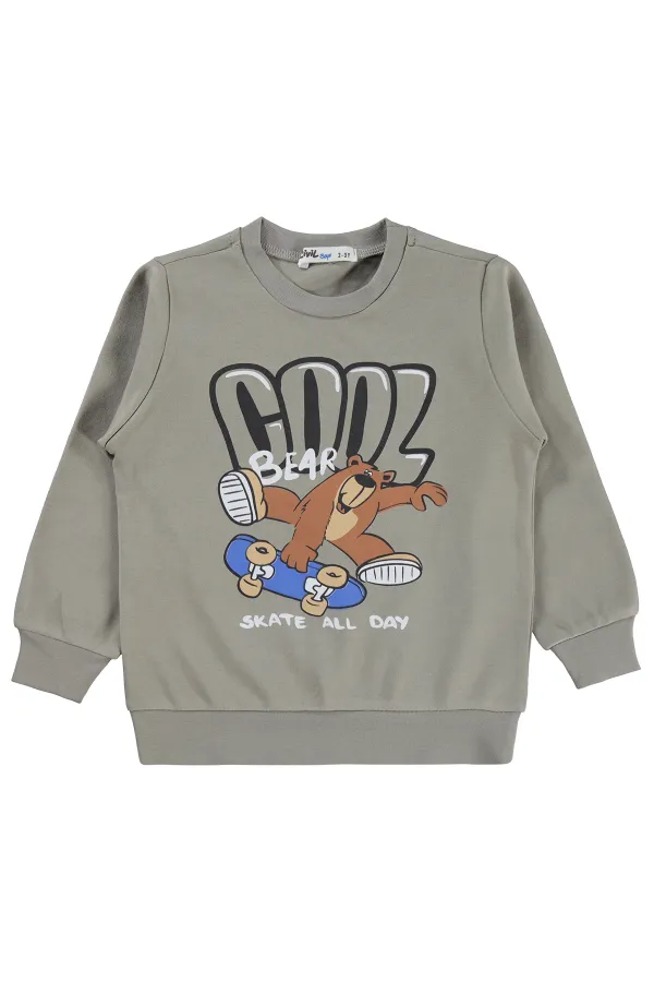 Erkek Çocuk Sweatshirt Km 2-5 Yaş Açık Gri - Paket