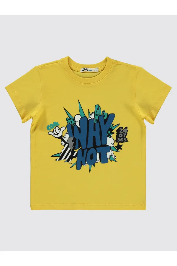 T-shirt jaune pour garçon de 2 à 5 ans - Emballage