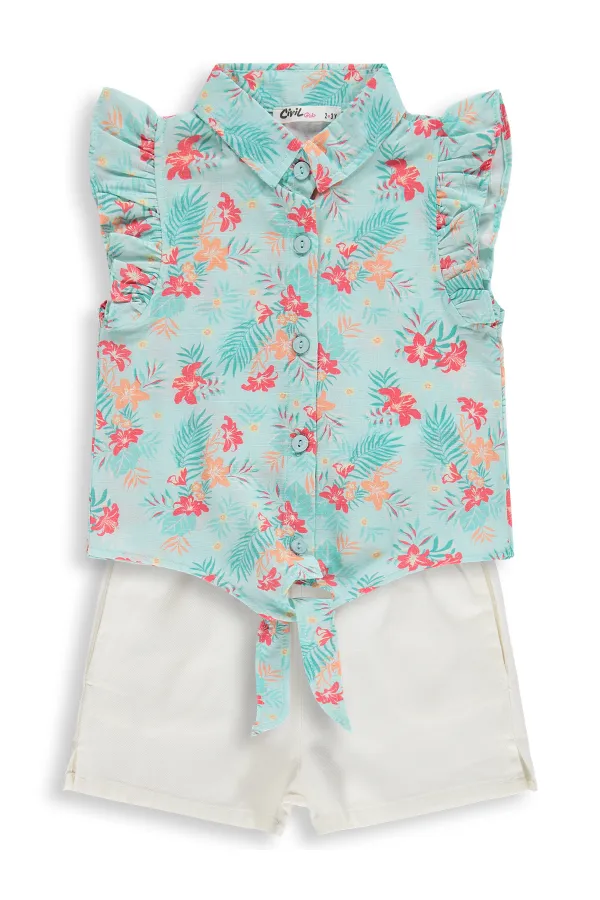 Kız Çocuk Takım 2-5 Yaş Mint-Kırık Beyaz - Paket