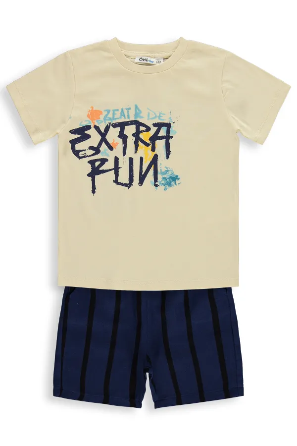 Erkek Çocuk Takım 2-5 Yaş Ekru-Lacivert - Paket