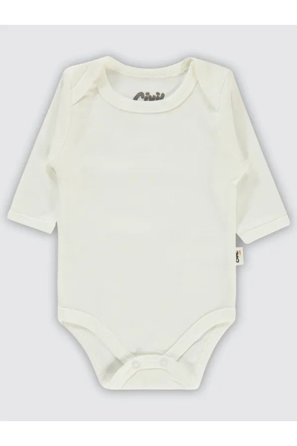 Bebek Çıtçıtlı Badi 0-24 Ay Beyaz - Paket