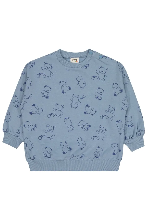 Bebek Sweatshirt 0-24 Ay Buz Mavi - Paket