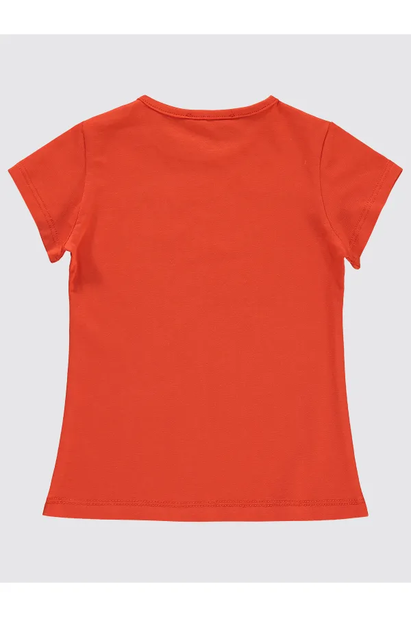 Kız Çocuk Tişört 2-5 Yaş Koyu Oranj - Paket