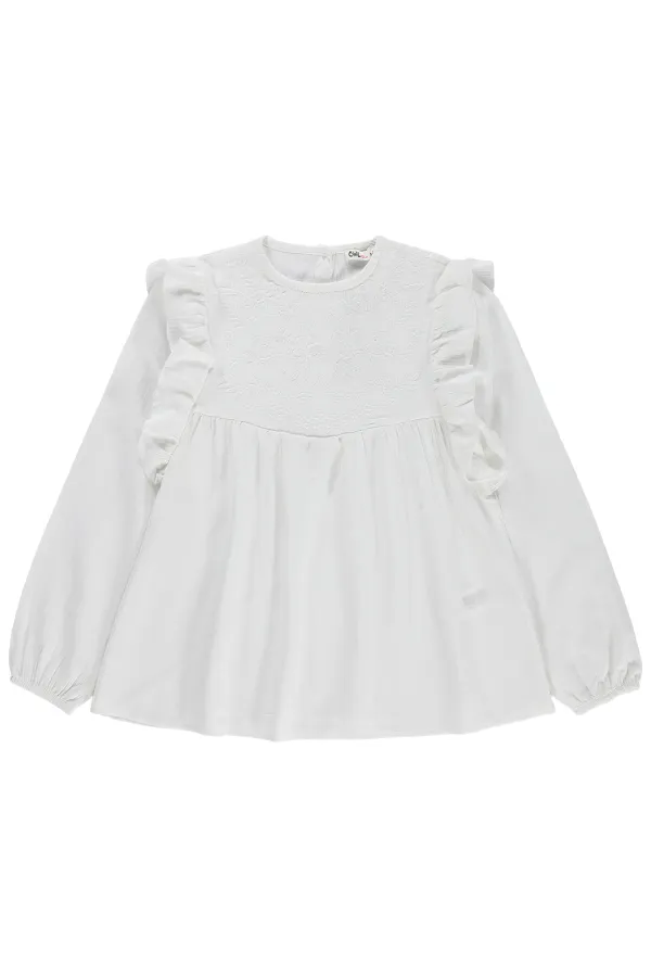 T-shirt fille, 10-13 ans, blanc cassé - Emballage