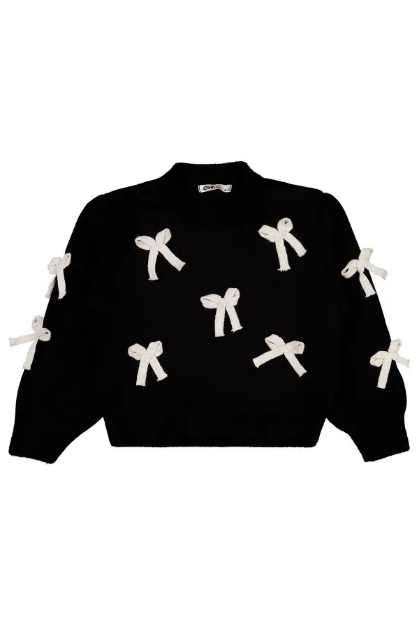 Kız Çocuk Kazak 6-9 Yaş Siyah - Paket