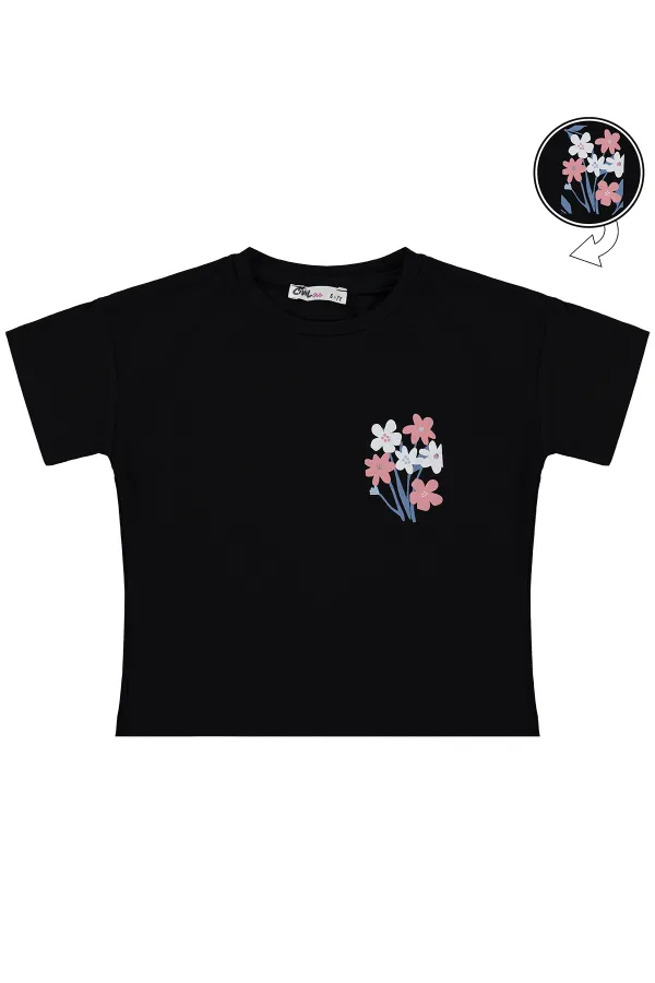 Kız Çocuk Tişört 6-9 Yaş Siyah - Paket