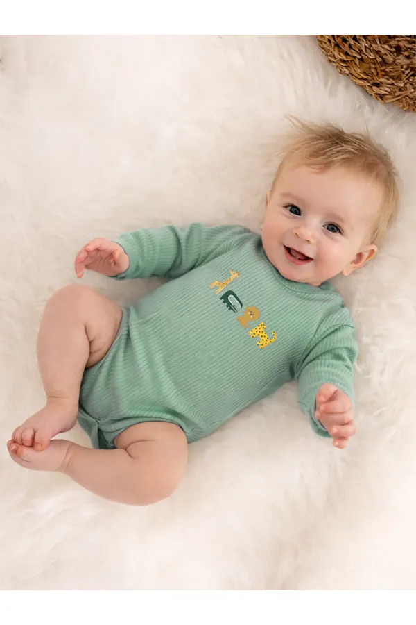 Bebek Çıtçıtlı Badi 0-24 Ay Haki - Paket