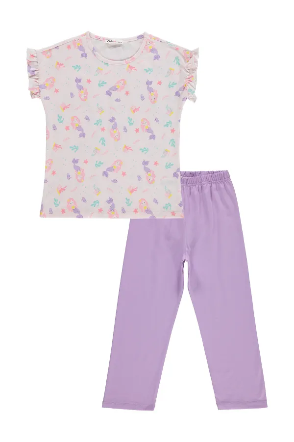 Ensemble pyjama fille, 6-9 ans, rose clair-lilas - Emballage