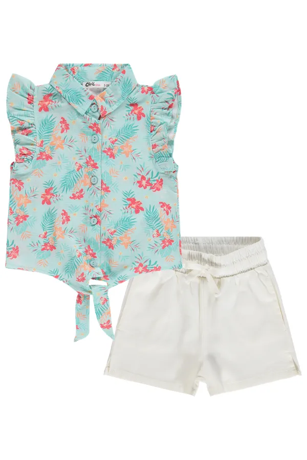 Kız Çocuk Takım 2-5 Yaş Mint-Kırık Beyaz - Paket