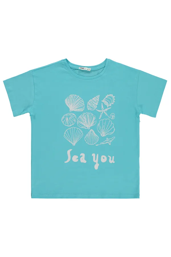 Girls' T-shirt, Ages 10-13, Turquoise - Pack