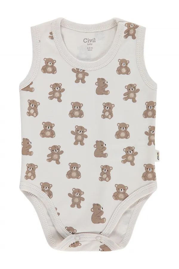 Bebek Çıtçıtlı Badi 0-24 Ay Taş Rengi - Paket