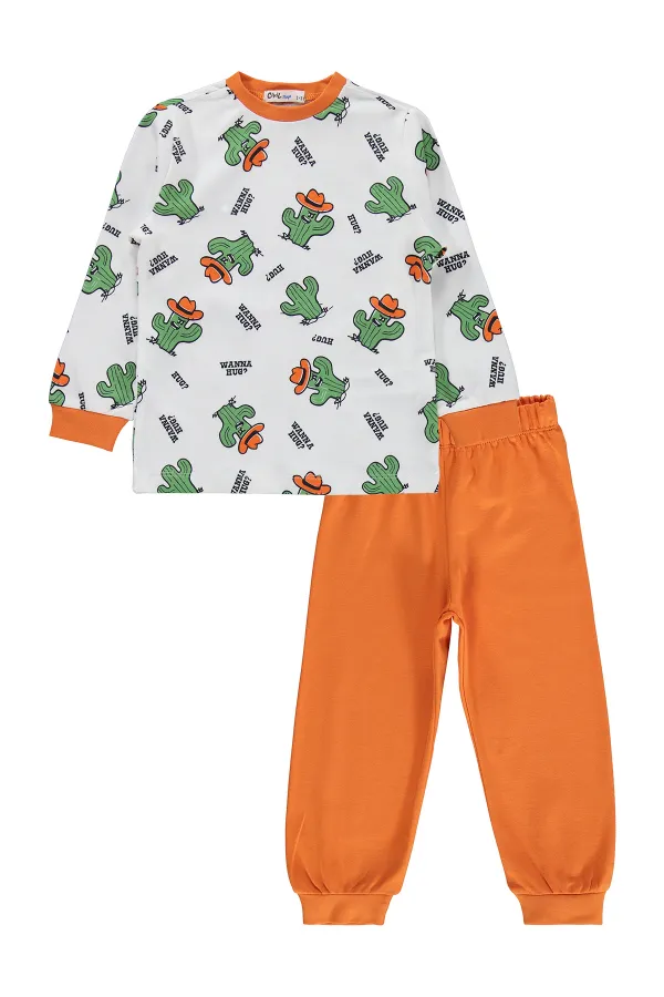 Erkek Çocuk Pijama Takımı 2-5 Yaş Turuncu - Paket