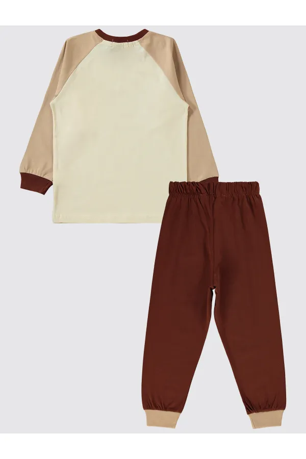 Erkek Çocuk Pijama Takımı 2-5 Yaş Kahve - Paket