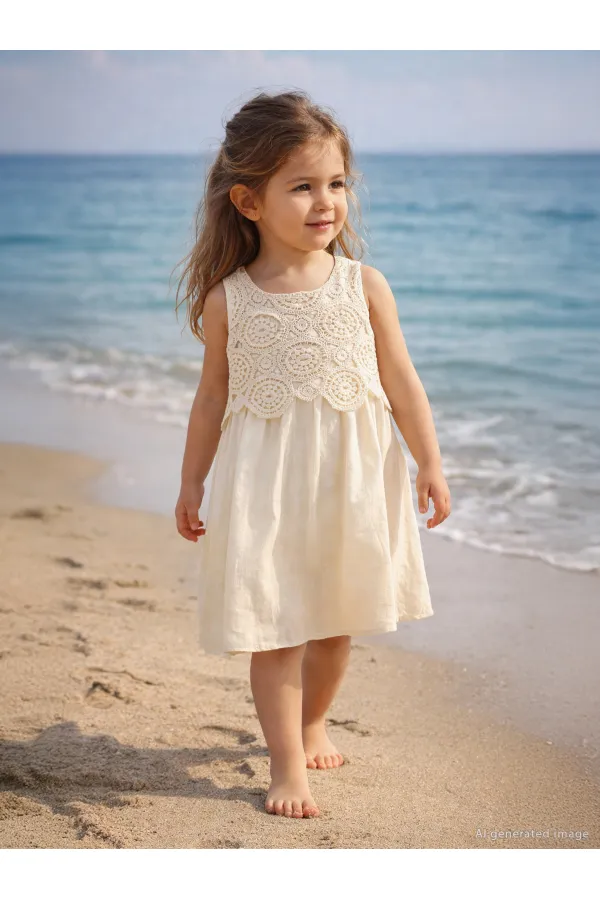 Girls' Jumpsuit and Dress, Ages 10-13, Beige - Package