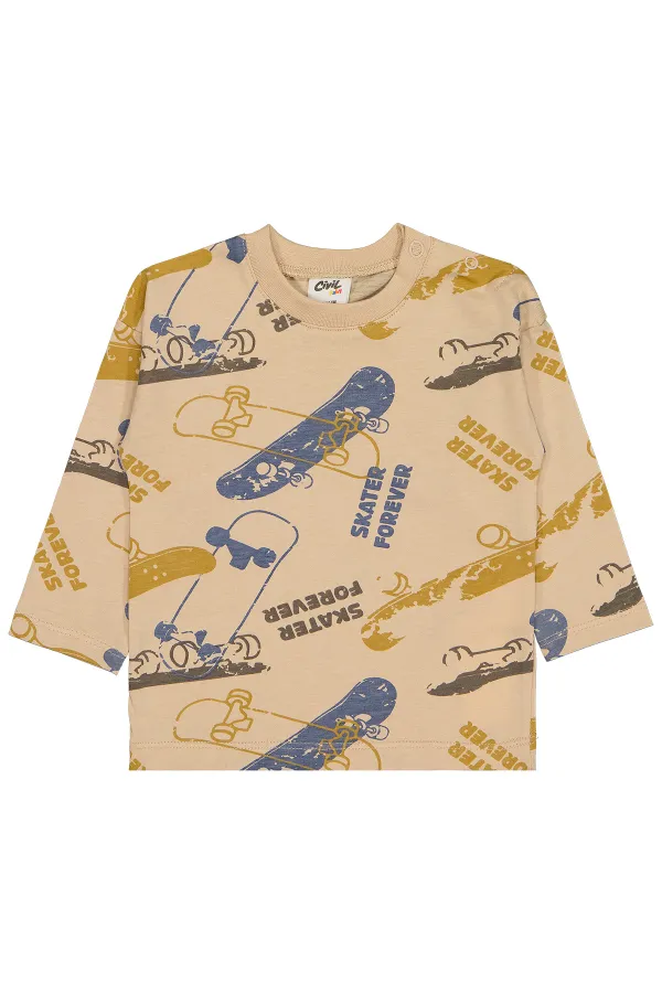 Bebek Sweatshirt 0-24 Ay Taş Rengi - Paket