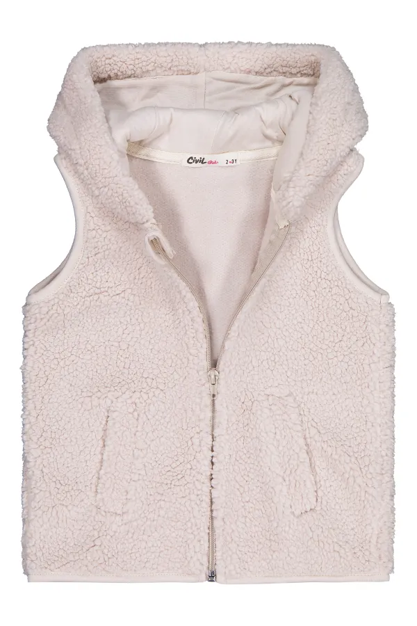 Kız Çocuk Yelek 2-5 Yaş Taş Rengi - Paket