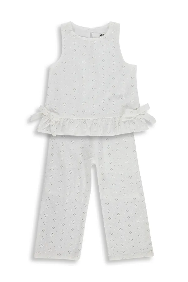 Kız Çocuk Takım 2-5 Yaş Kırık Beyaz - Paket