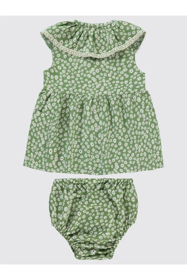 Bebek Jile ve Elbise 0-24 Ay Çağla Yeşili - Paket
