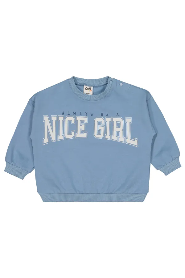 Bebek Sweatshirt 0-24 Ay Buz Mavi - Paket