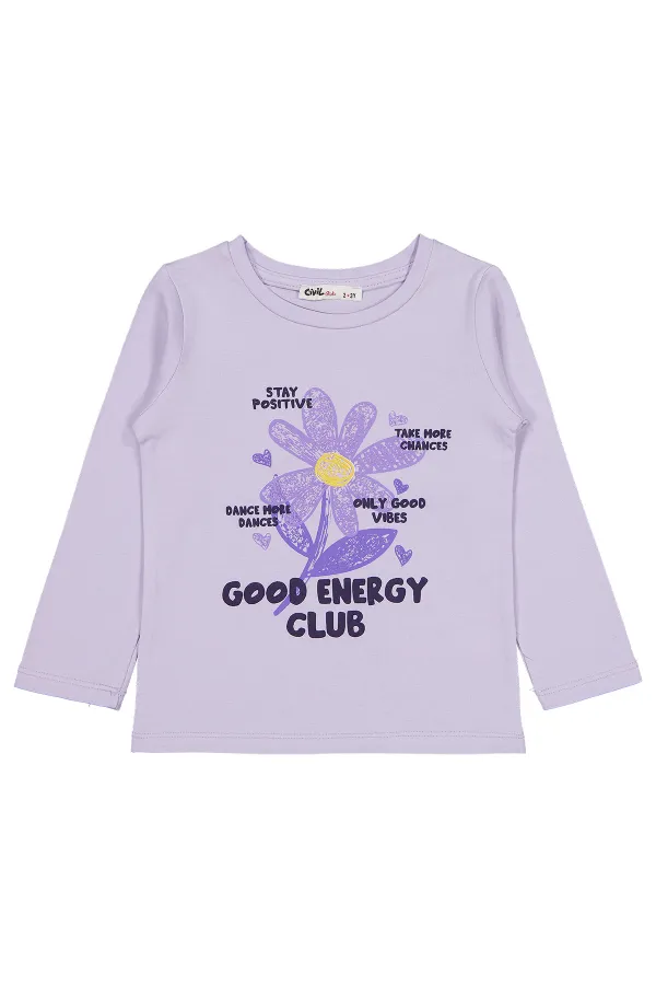 Kız Çocuk Sweatshirt Km 2-5 Yaş Lila - Paket