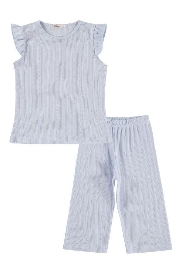 Kız Çocuk Pijama Takımı 10-13 Yaş Açık Mavi - Paket